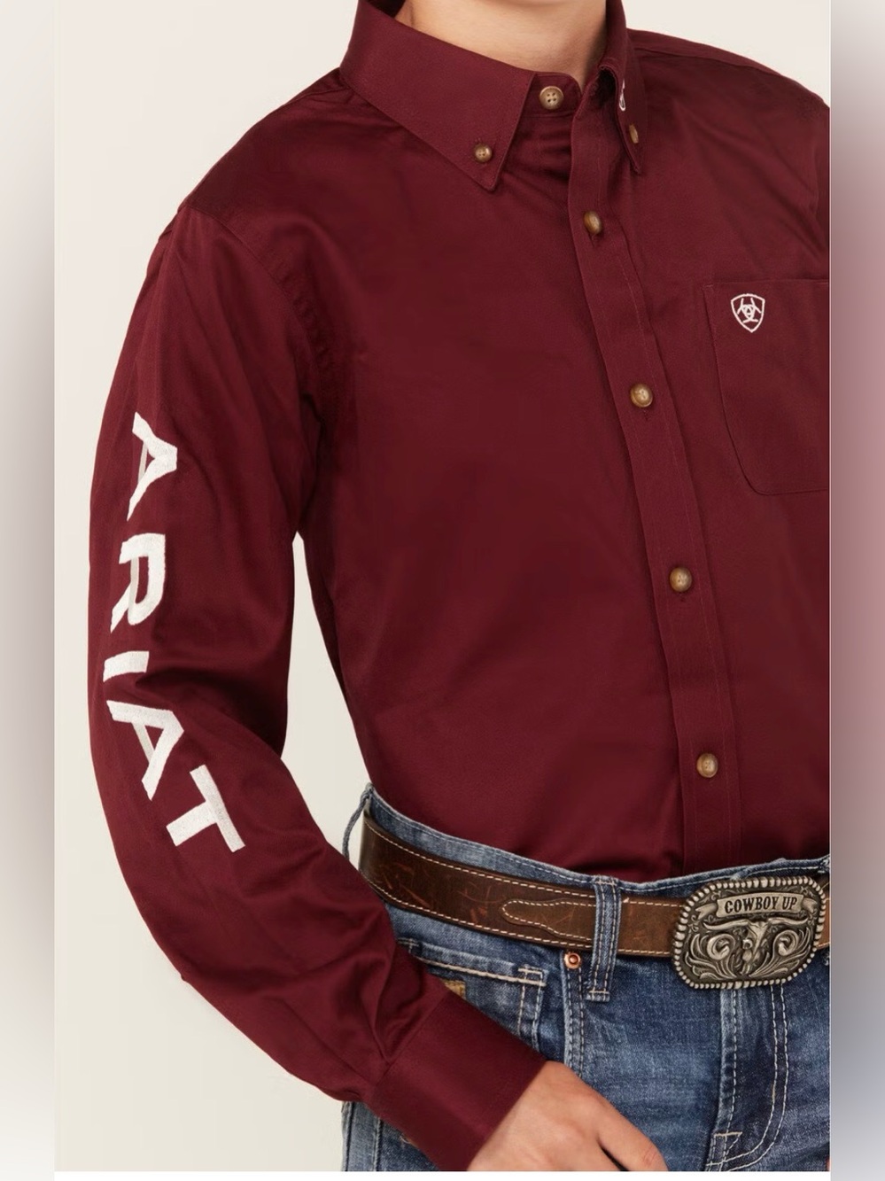 Ariat boys Burgundy Button-Down Western Shirt XL